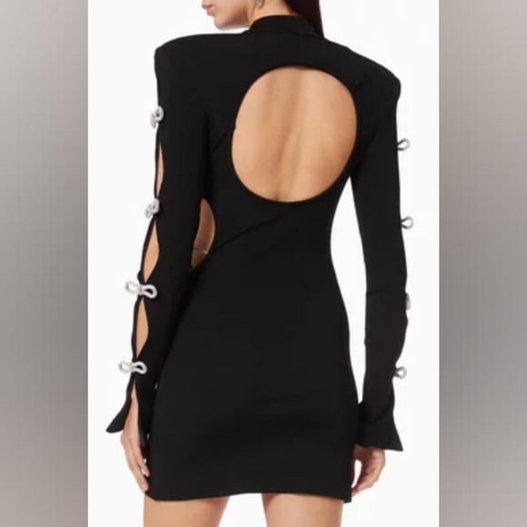 NEW $985 Mach & Mach Crystal-Embellished Cut-Out Minidress - Picture 4 of 16